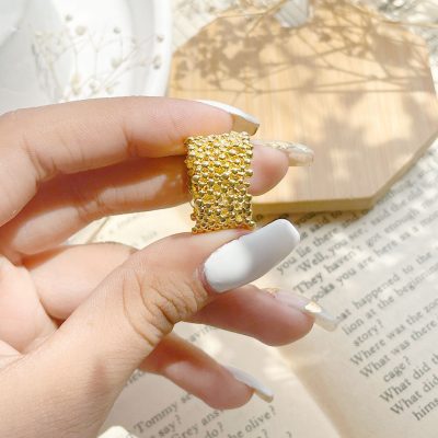 حلقه پهن مینیمال آبکاری طلا