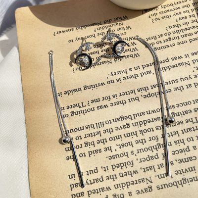 گوشواره ماه ستاره 2 حالته جواهری آبکاری رودیوم
