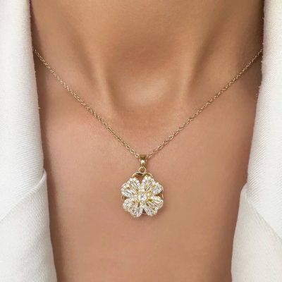 گردنبند اسپینری شبدر طلایی/نقره ای