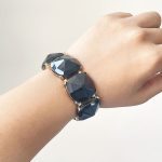 دستبند هندسی پهن مشکی/فیروزه ای