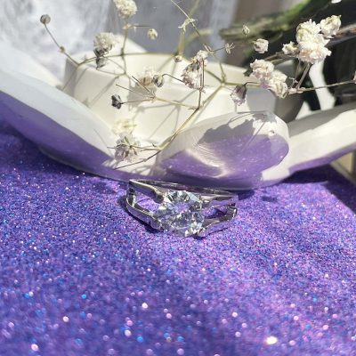 انگشتر تک کریستال برش قلبی