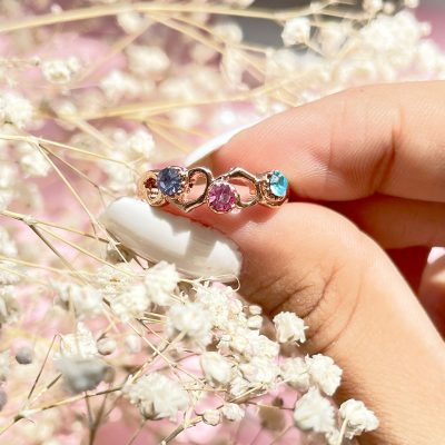 حلقه قلب رنگارنگ آبکاری رزگلد