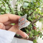 حلقه برگ جواهری آبکاری رودیوم