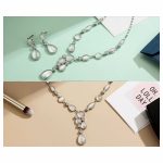 نیم ست عقیق قطره جواهری آبکاری رودیوم