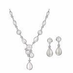 نیم ست عقیق قطره جواهری آبکاری رودیوم