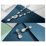 نیم ست عقیق قطره جواهری آبکاری رودیوم - Image 7