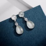 نیم ست عقیق قطره جواهری آبکاری رودیوم