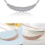 گردنبند چسب گندم جواهری آبکاری پلاتین/رزگلد