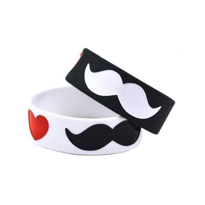 دستبند سیبیل سیلیکونی سفید/مشکی