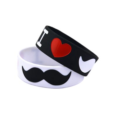 دستبند سیبیل سیلیکونی سفید/مشکی