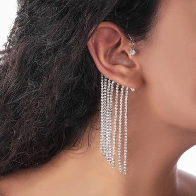 ایرکاف آویز بلند جواهری آبکاری نقره ای/طلایی