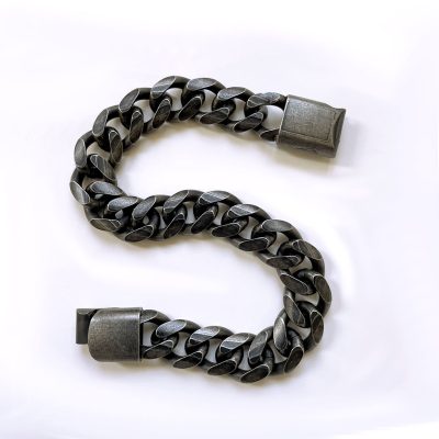 دستبند کوبایی استیل مشکی مردانه
