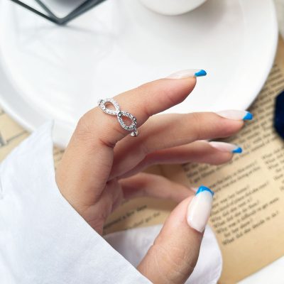 حلقه بینهایت چشم نظر جواهری نقره