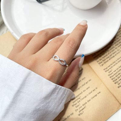 حلقه بینهایت چشم نظر جواهری نقره