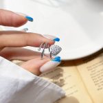 حلقه ناخن قلب جواهری آبکاری رودیوم قابل تنظیم