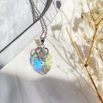 گردنبند قلب Swarovski هفت رنگ نقره