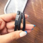 دستبند چرم بافت چند لایه Montblanc استیل مشکی/نقره ای