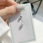 پیرسینگ ناف تک کریستال نقره