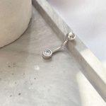 پیرسینگ ناف تک کریستال نقره