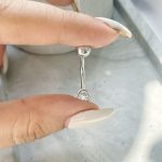 پیرسینگ ناف تک کریستال نقره