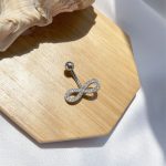 پیرسینگ ناف بینهایت جواهری آبکاری رودیوم پین استیل