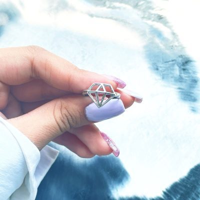 حلقه الماس hollow نقره ای