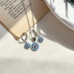 نیم ست چشم نظر جواهری آبکاری رودیوم