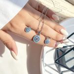 نیم ست چشم نظر جواهری آبکاری رودیوم