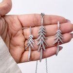 نیم ست برگ جواهری آبکاری رودیوم