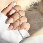 گردنبند صلیب جواهری آبکاری رودیوم طلایی/نقره ای