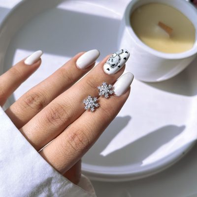 گوشواره پیرسینگی دانه برف جواهری نقره
