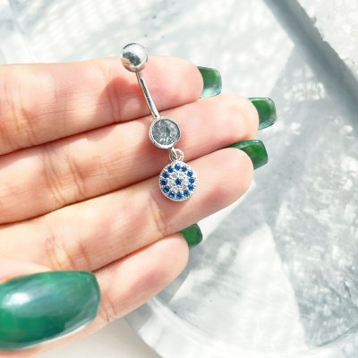 پیرسینگ ناف چشم نظر جواهری نقره