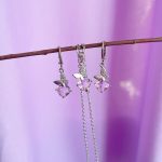 نیم ست پروانه صورتی جواهری آبکاری رودیوم