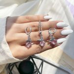 نیم ست پروانه صورتی جواهری آبکاری رودیوم