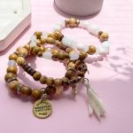 پک دستبند مهره ای چوبی