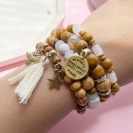 پک دستبند مهره ای چوبی