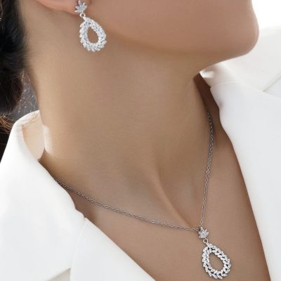 نیم ست آناناس جواهری آبکاری رودیوم