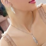 نیم ست برگ جواهری آبکاری رودیوم