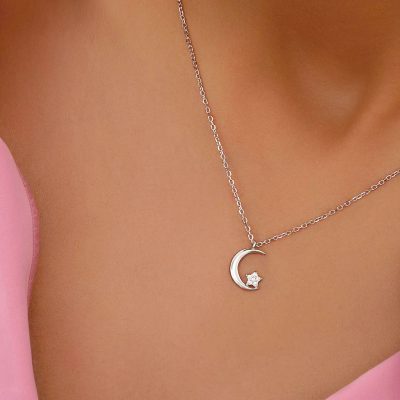 گردنبند ماه ستاره نقره