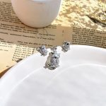 نیم ست جغد جواهری آبکاری رودیوم