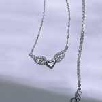 گردنبند قلب بال فرشته جواهری نقره