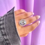 انگشتر تاج Swarovski جواهری قابل تنظیم آبکاری رودیوم