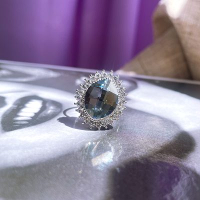انگشتر تاج Swarovski جواهری قابل تنظیم آبکاری رودیوم