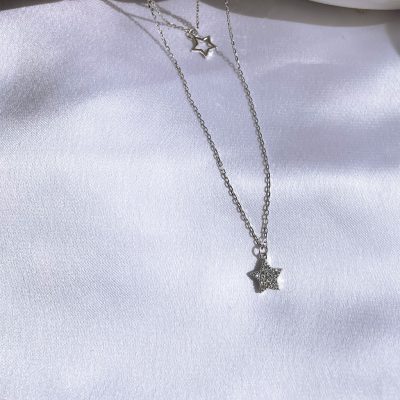 گردنبند ستاره دو زنجیر جواهری نقره