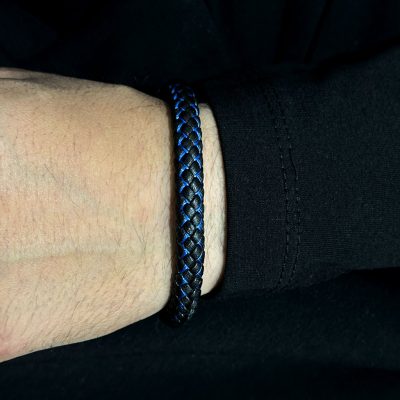 دستبند بافت چرمی استیل