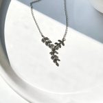 گردنبند برگ جواهری نقره