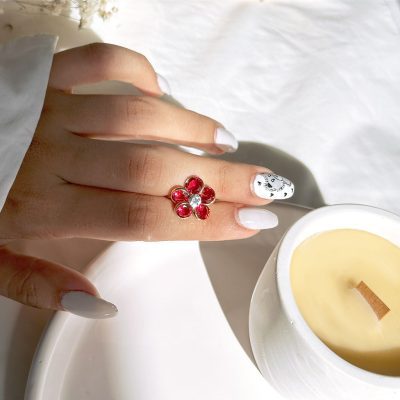 حلقه گل دیزی Swarovski قابل تنظیم آبکاری طلا
