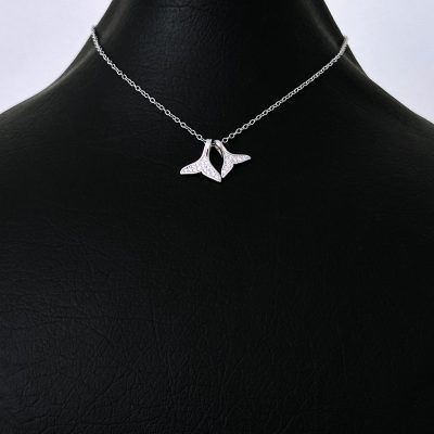 گردنبند دم دلفین جواهری نقره