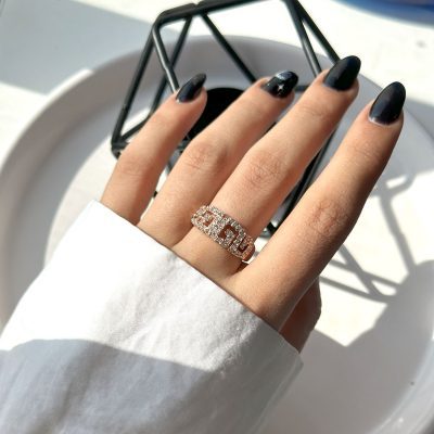 حلقه هندسی جواهری آبکاری رودیوم نقره ای/رزگلد