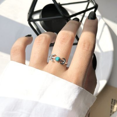 حلقه ماه فیروزه نقره ای